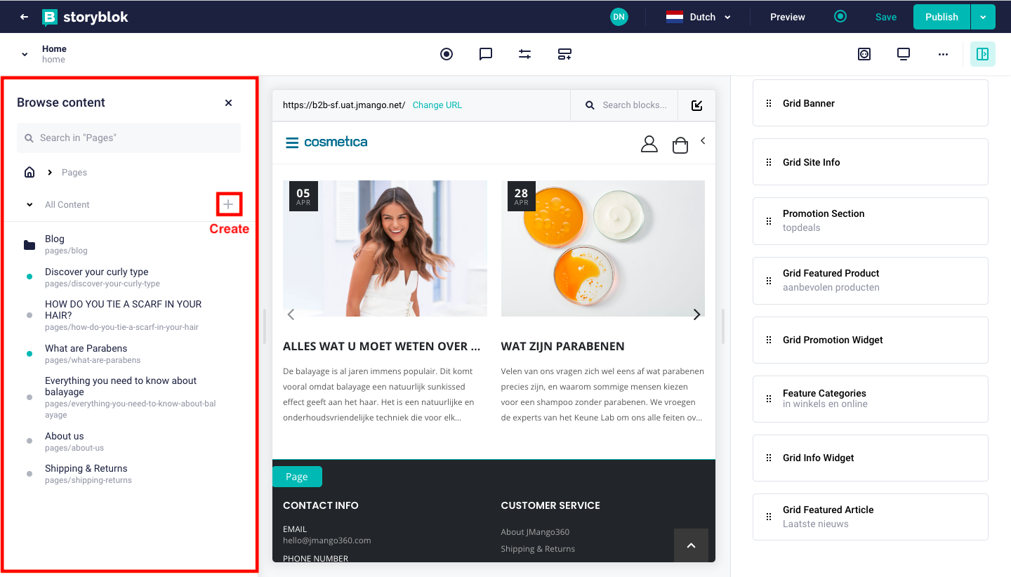 StoryBlok General Purpose Content Page Screen